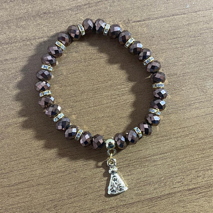 PULSEIRA CRISTAL MARROM NOSSA SENHORA APARECIDA  (06 UNIDADES)