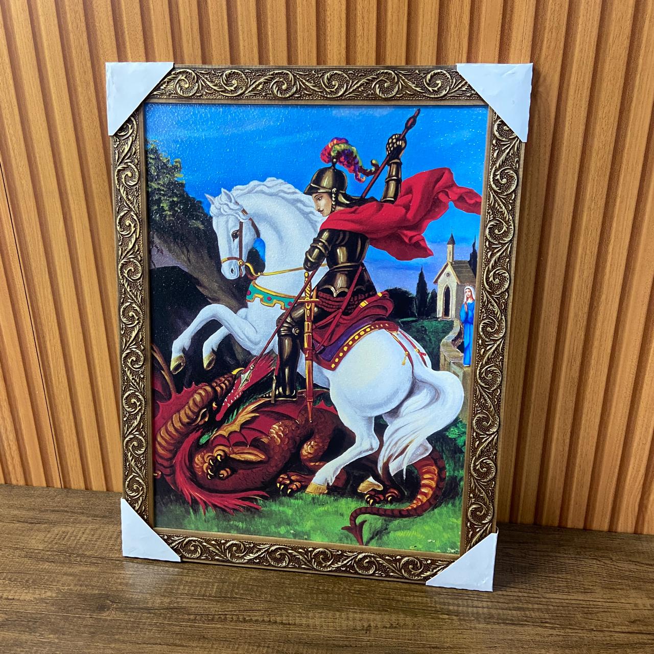 QUADRO COM MOLDURA RESINADO SÃO JORGE 44CMX35CM (1 UNIDADE)