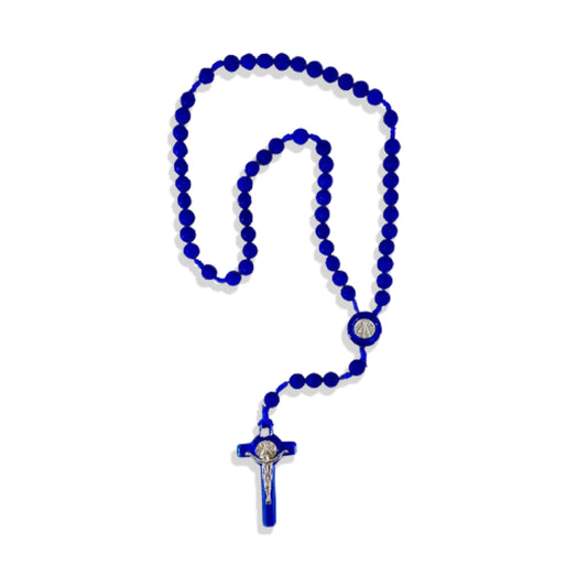 TERÇO CONTA DE ROSAS  AZUL 8MM (6 UNIDADES)