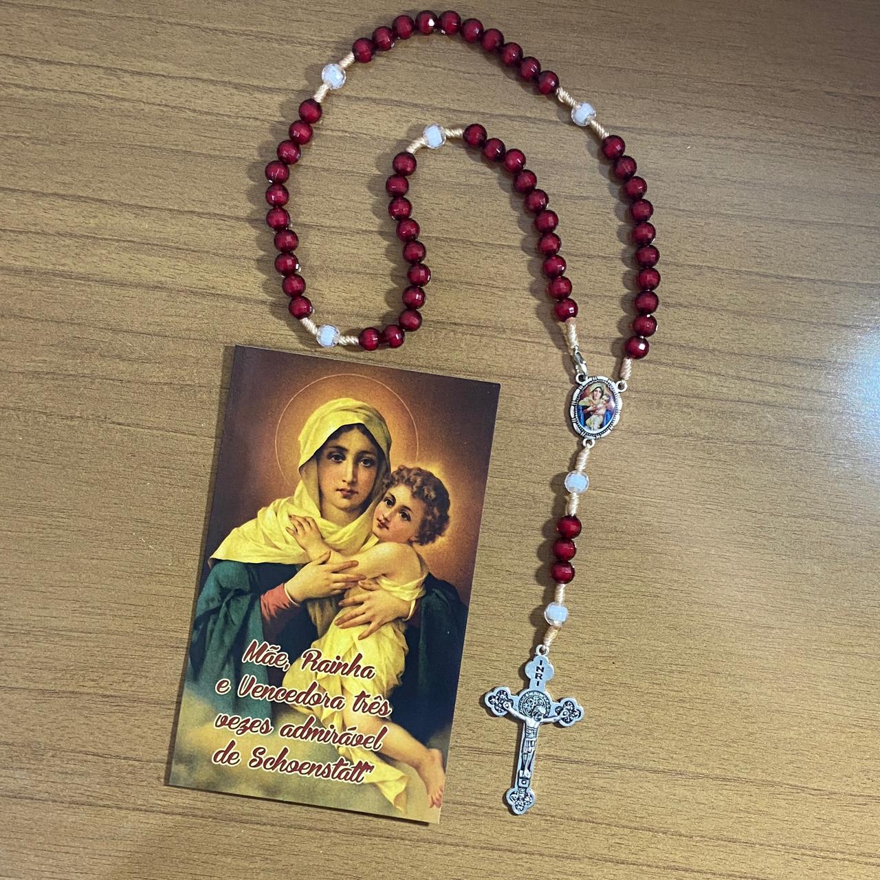 TERÇO ACRÍLICO MARROM COM FECHO MÃE RAINHA 08MM (1 UNIDADE)
