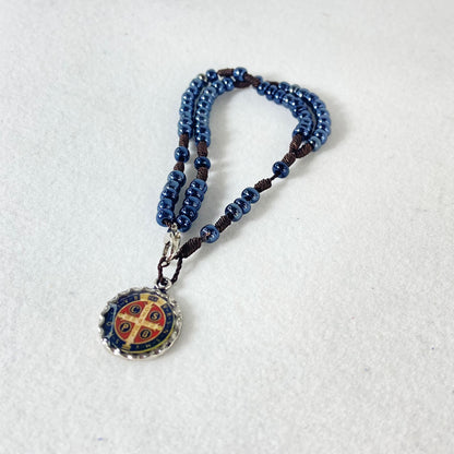 TERÇO PULSEIRA MIÇANGA MEDALHA SÃO BENTO (6 UNIDADES)