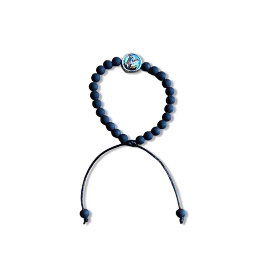 PULSEIRA EMBORRACHADA SÃO MIGUEL ARCANJO PRETA REGULÁVEL (6 UNIDADES)