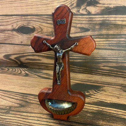 CRUCIFIXO DE PAREDE PORTA ÁGUA BENTA 21,5CM (1 UNIDADE)