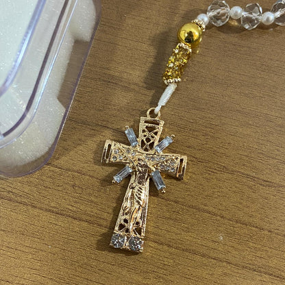 TERÇO DE NOIVA CRISTAL NOSSA SENHORA APARECIDA MOD8 10MM (1 UNIDADE)
