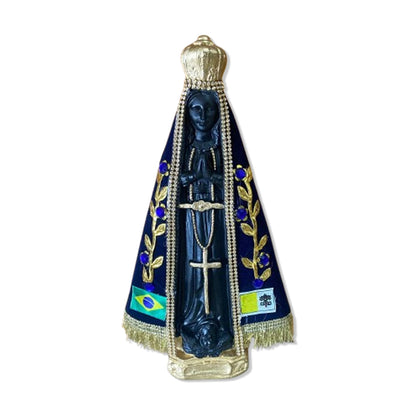IMAGEM DE GESSO NOSSA SENHORA APARECIDA COM MANTO  PEDRARIA 30CM  (1 UNIDADE)