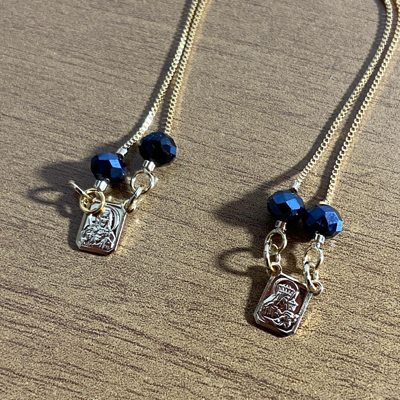 PULSEIRA ESCAPULARIO CRISTAL AZUL PETRÓLEO MOD2 (3 UNIDADES)