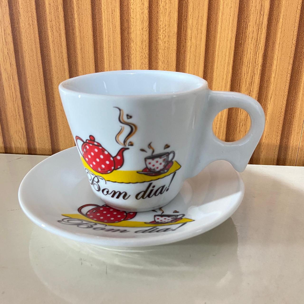 XÍCARA COM PIRES BOM DIA  200ML (1 UNIDADE)