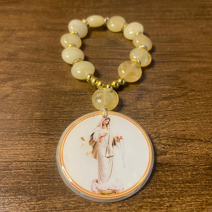 DEZENA PEDRARIAS MEDALHÃO DE RESINADO RAINHA DA PAZ  17MM - MOD2 (1 UNIDADE)