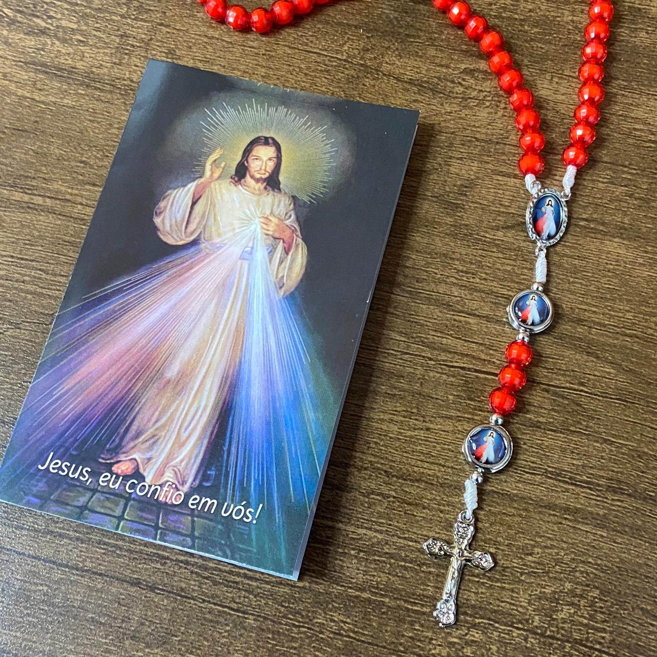 TERÇO ACRÍLICO DA MISERICÓRDIA 7 MEDALHAS 08MM (1 UNIDADE)