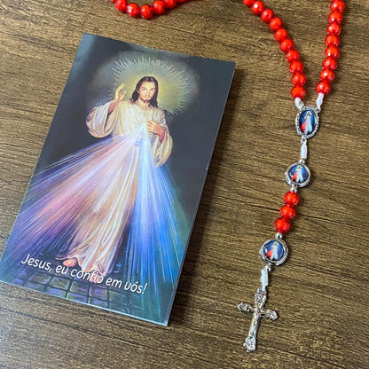 TERÇO ACRÍLICO DA MISERICÓRDIA 7 MEDALHAS 08MM (1 UNIDADE)