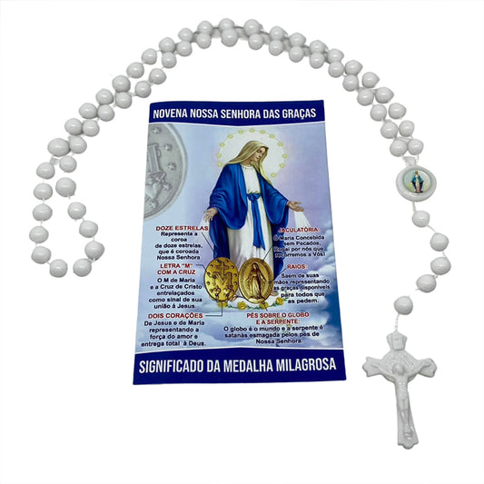 TERÇO ACRÍLICO NOSSA SENHORA DAS GRAÇAS 8MM (3 UNIDADES)