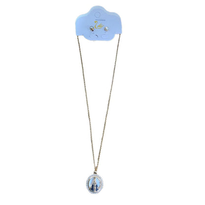 CORRENTE DOURADA COM BRINCO PONTA DE LUZ NOSSA SENHORA APARECIDA MOD 09  ( 1 UNIDADE)