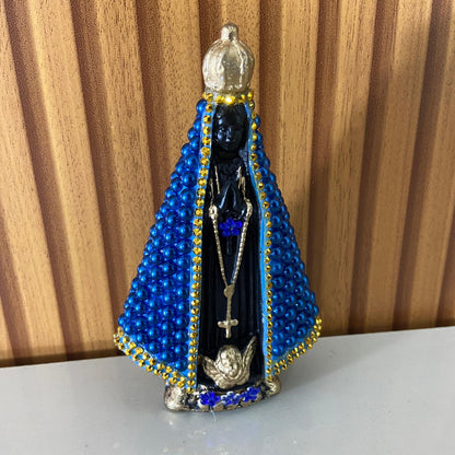 IMAGEM DE GESSO NOSSA SENHORA APARECIDA PÉROLA AZUL 14CM (1 UNIDADE)