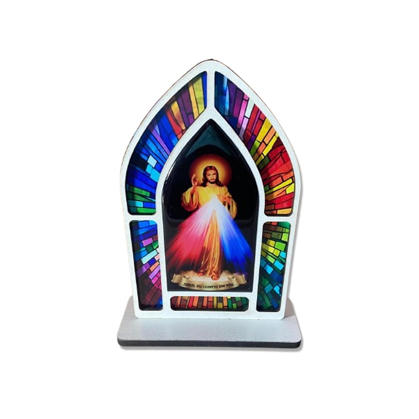 CAPELA MDF VITRAL JESUS MISERICORDIOSO 18CM (1 UNIDADE)