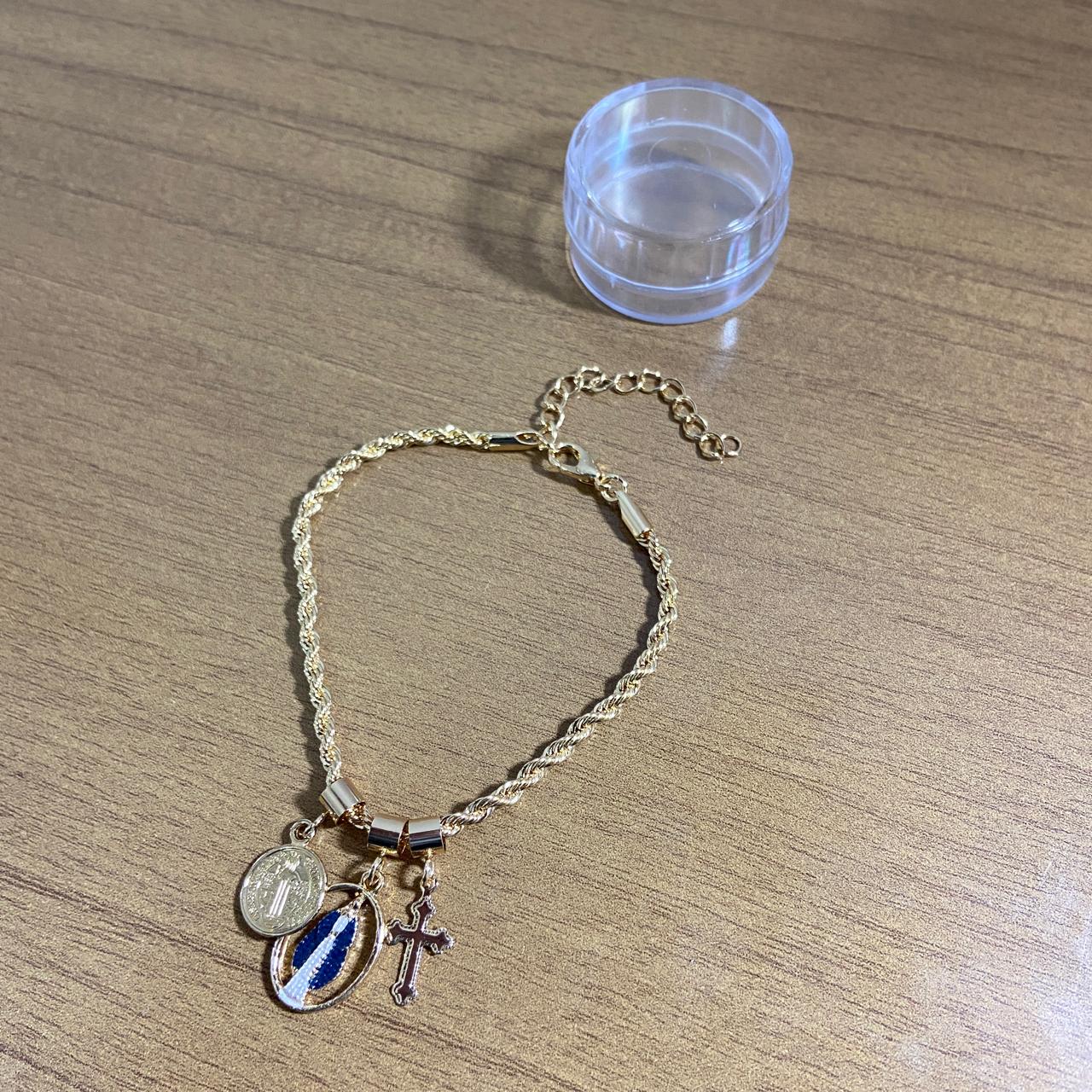 PULSEIRA DOURADA NOSSA SENHORA DAS GRAÇAS (6 UNIDADES)