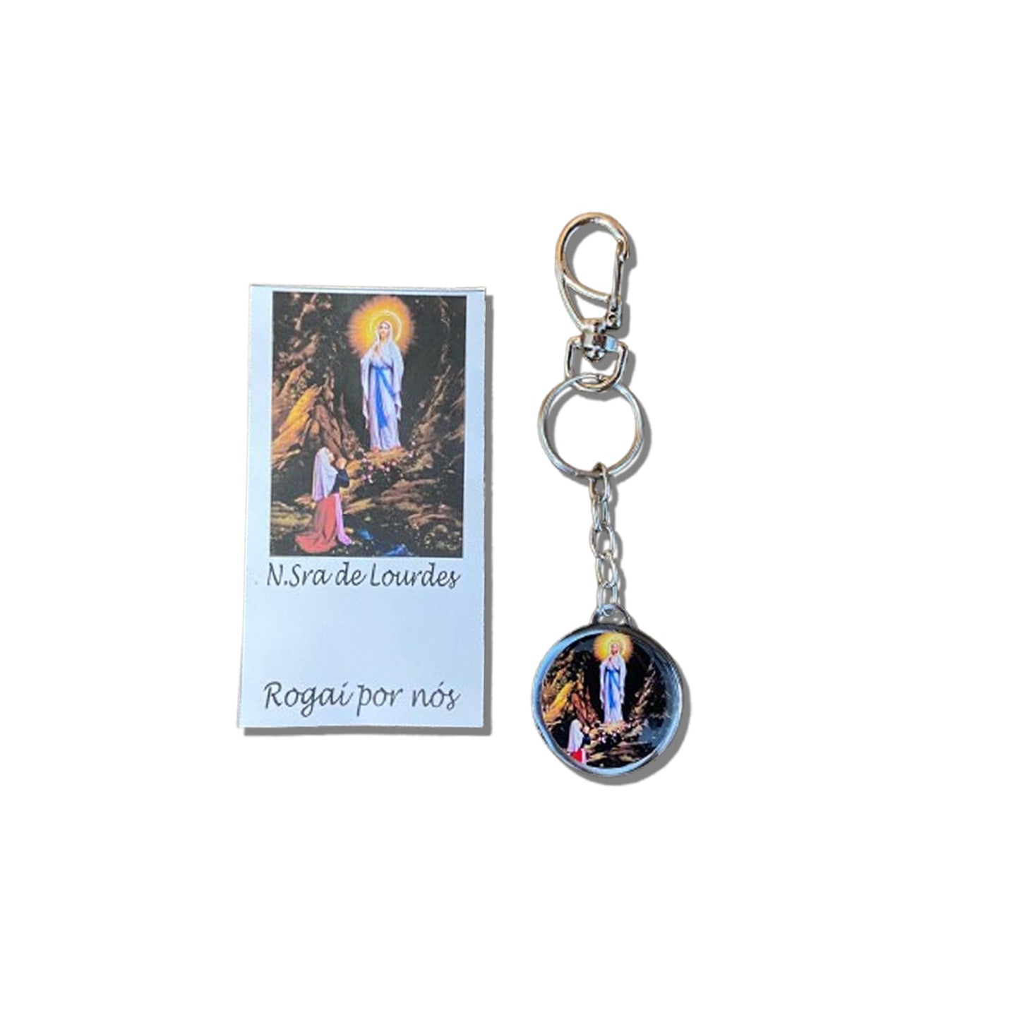 CHAVEIRO METAL DUPLA FACE COM MOSQUETE NOSSA SENHORA DE LOURDES (6 UNIDADES)
