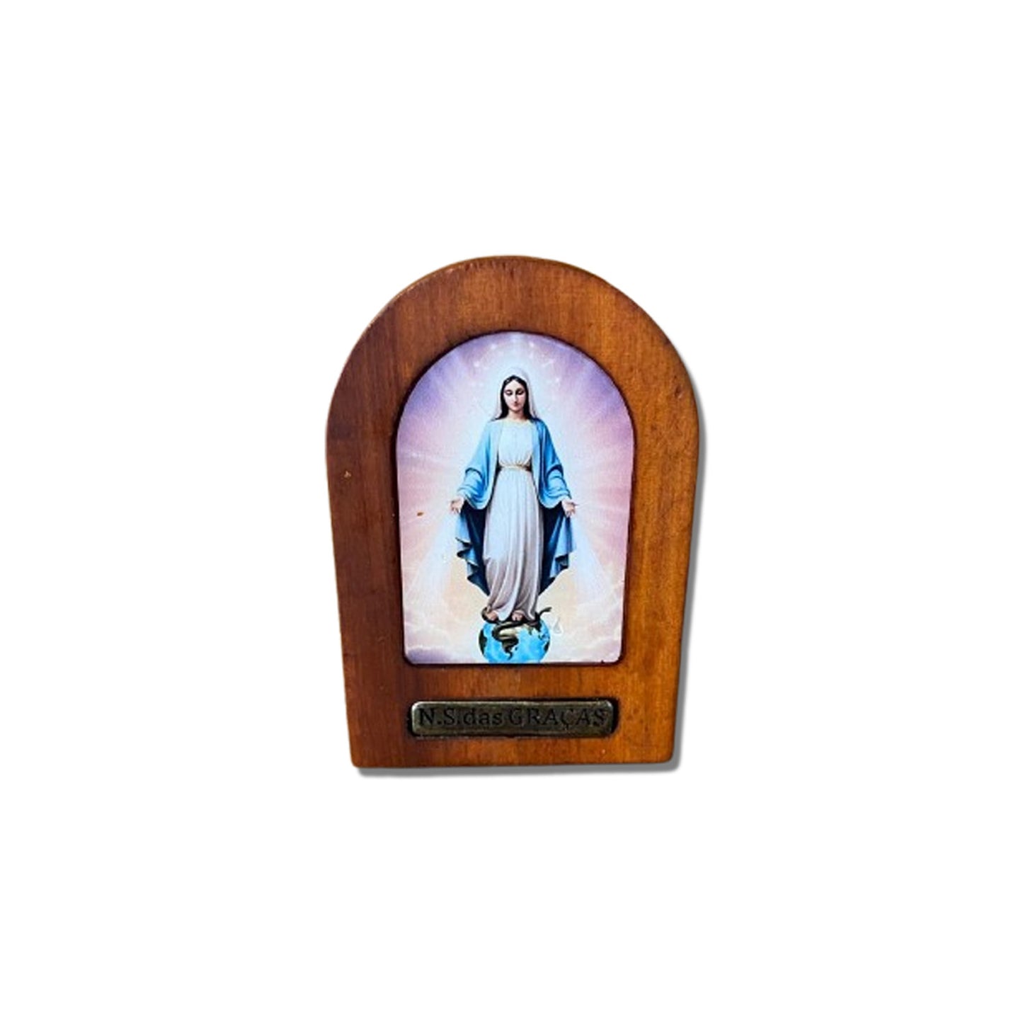 ADORNO DE MESA MADEIRA RESINADA NOSSA SENHORA DAS GRAÇAS 11CM (1 UNIDADE)