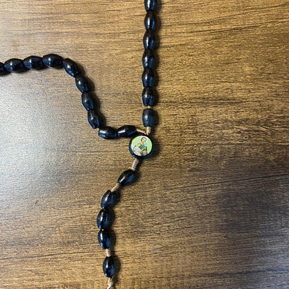 TERÇO DE MADEIRA SÃO JOSÉ  8MM PRETO (3 UNIDADES)