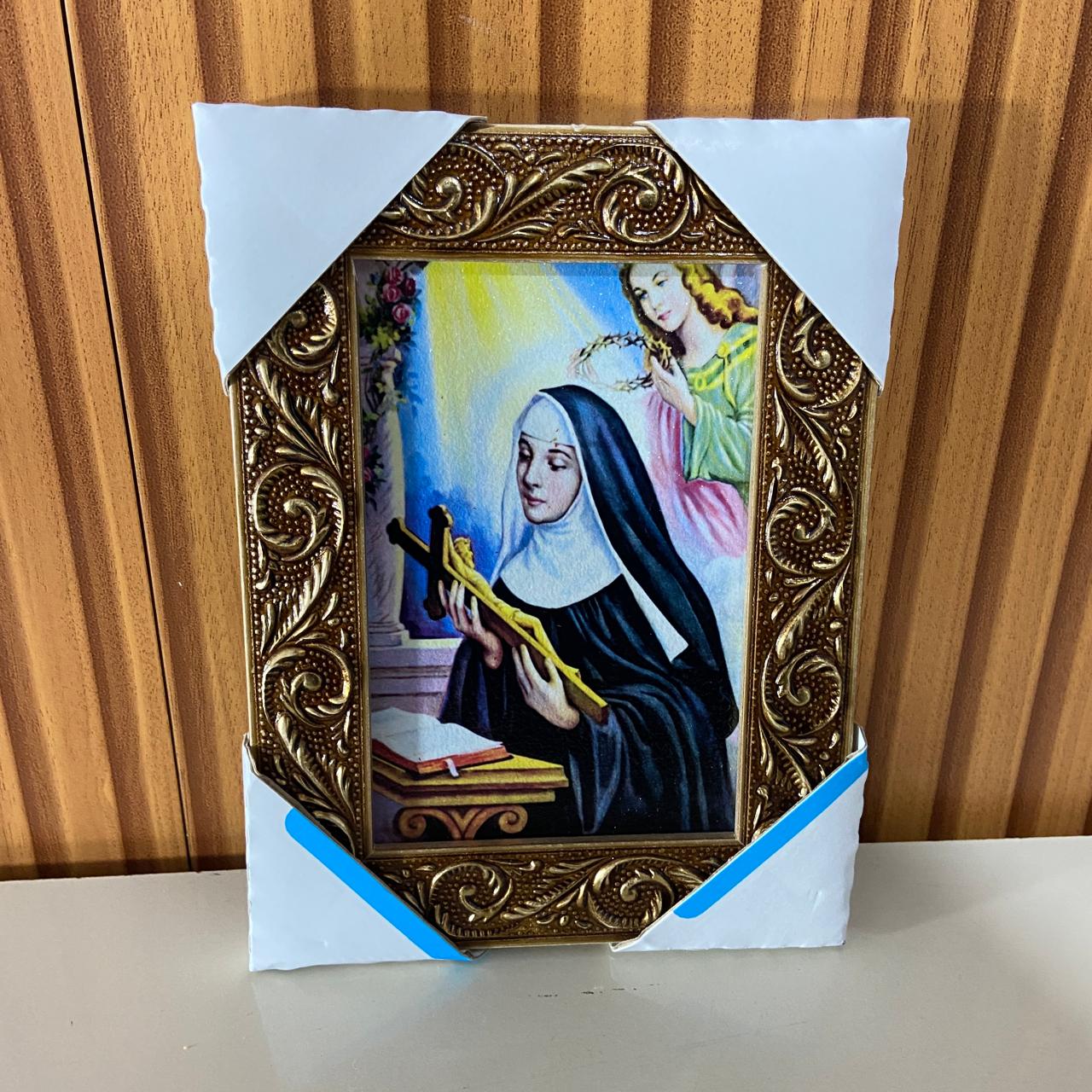 QUADRO COM MOLDURA RESINADO SANTA RITA DE CÁSSIA 20,5X15,5 (1 UNIDADE)