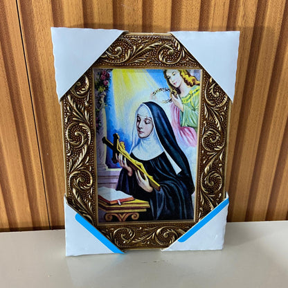 QUADRO COM MOLDURA RESINADO SANTA RITA DE CÁSSIA 20,5X15,5 (1 UNIDADE)