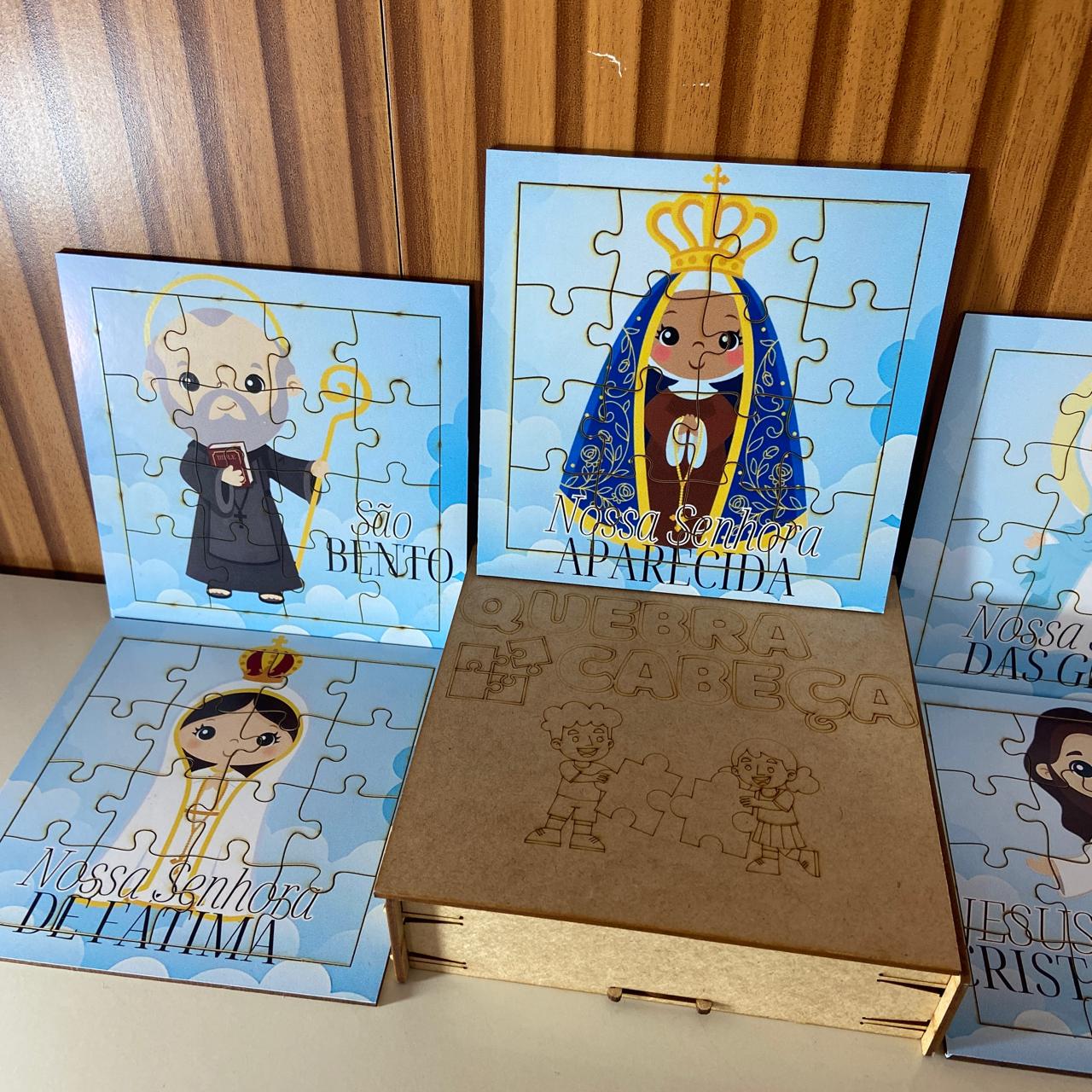 KIT QUEBRA CABEÇA INFANTIL MDF SANTOS SORTIDOS MOD1 (5 UNIDADE)