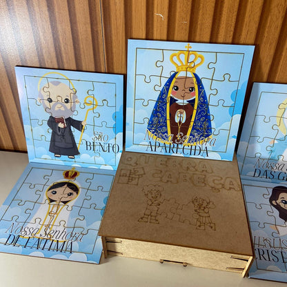 KIT QUEBRA CABEÇA INFANTIL MDF SANTOS SORTIDOS MOD1 (5 UNIDADE)