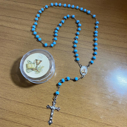 TERÇO DE MADEIRA AZUL EUCARISTIA 06MM (6 UNIDADES)