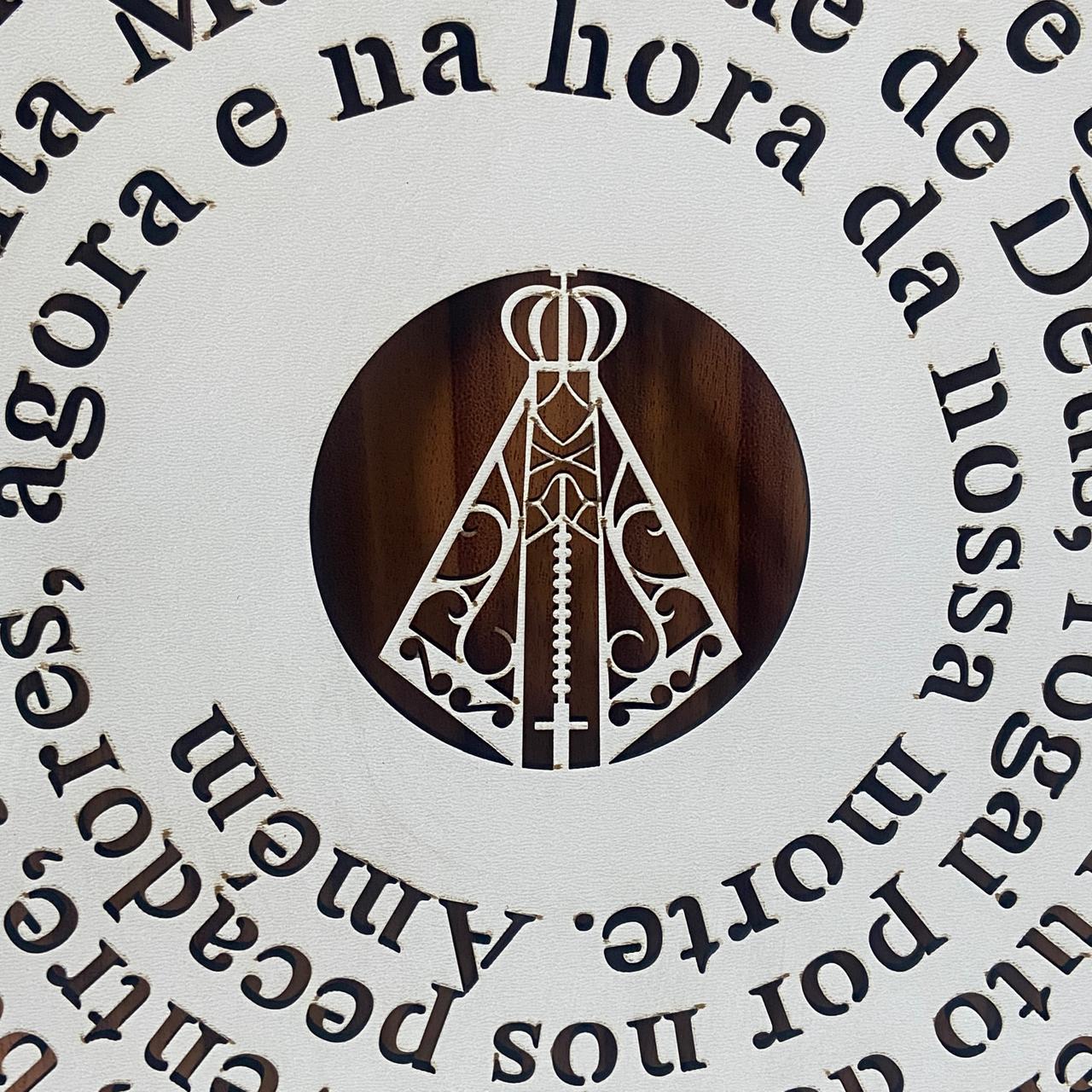 MANDALA MDF BRANCA ORAÇÃO AVE MARIA 30CM (1 UNIDADE)