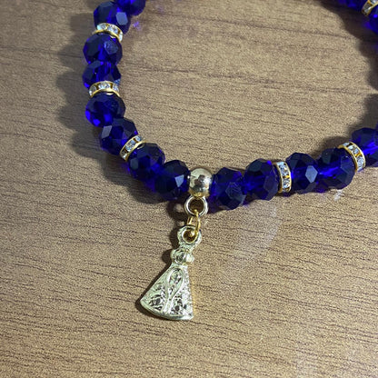 PULSEIRA CRISTAL AZUL NOSSA SENHORA APARECIDA  (06 UNIDADES)