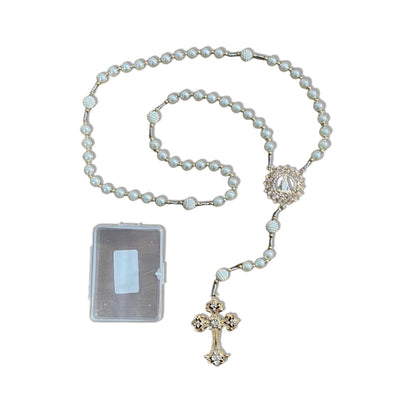 TERÇO DE NOIVA DOURADO PÉROLA NOSSA SENHORA APARECIDA 08MM MOD1 (1 UNIDADE)