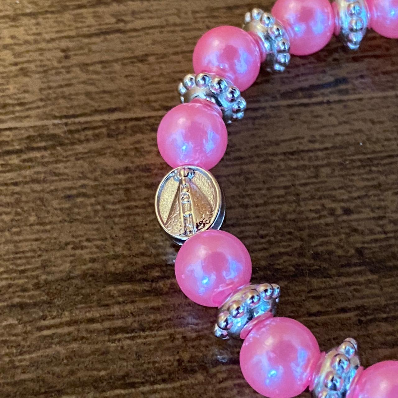 PULSEIRA PÉROLA INFANTIL NOSSA SENHORA APARECIDA ROSA (06 UNIDADES)