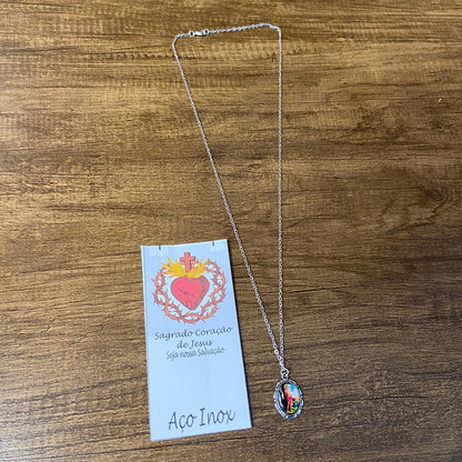 CORRENTE INOX COM MEDALHA RESINADA SÃO SEBASTIÃO   (3 UNIDADES)