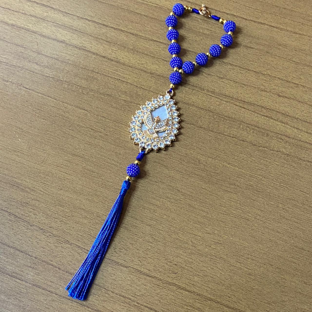 DEZENA PARA CARRO DIVINO ESPÍRITO SANTO AMORA AZUL MOD1 10MM (3 UNIDADES)