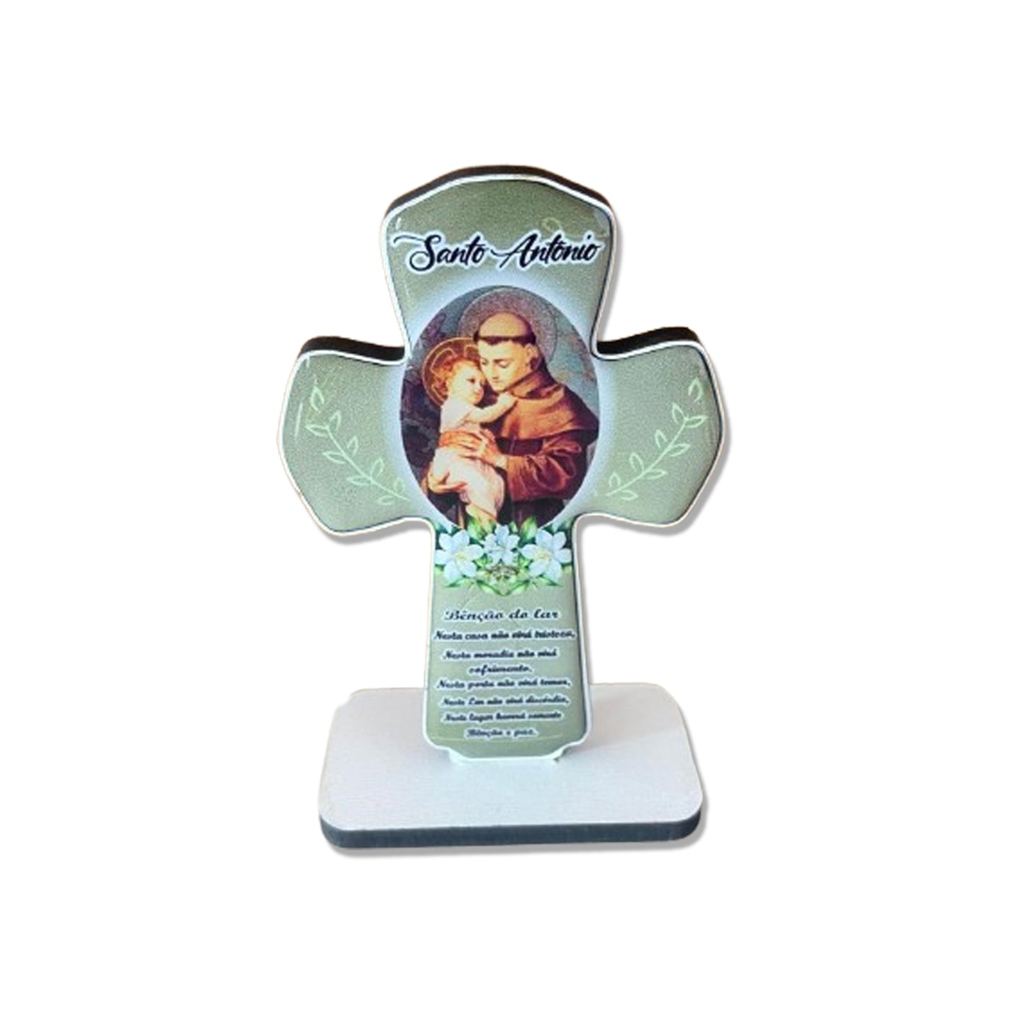 IMAGEM DE MESA MDF CRUZ RESINADA SANTO ANTÔNIO (1 UNIDADE)