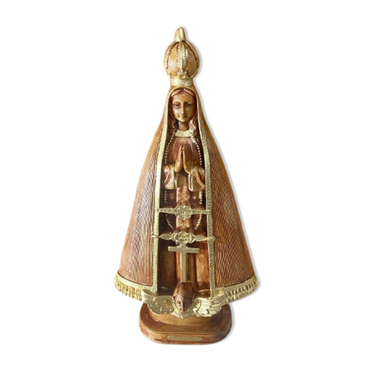 IMAGEM DE GESSO NOSSA SENHORA APARECIDA MARROM E DOURADO 31CM (1 UNIDADE)