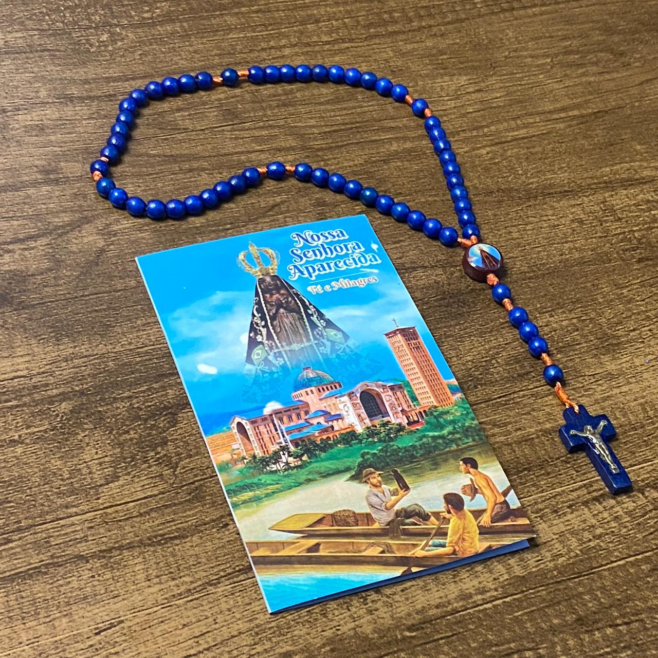 TERÇO DE MADEIRA AZUL NOSSA SENHORA APARECIDA 06MM (3 UNIDADES)