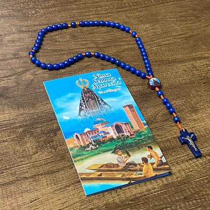 TERÇO DE MADEIRA AZUL NOSSA SENHORA APARECIDA 06MM (3 UNIDADES)
