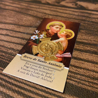 PINGENTE BREVE DOURADO DE SANTO ANTÔNIO (3 UNIDADES)
