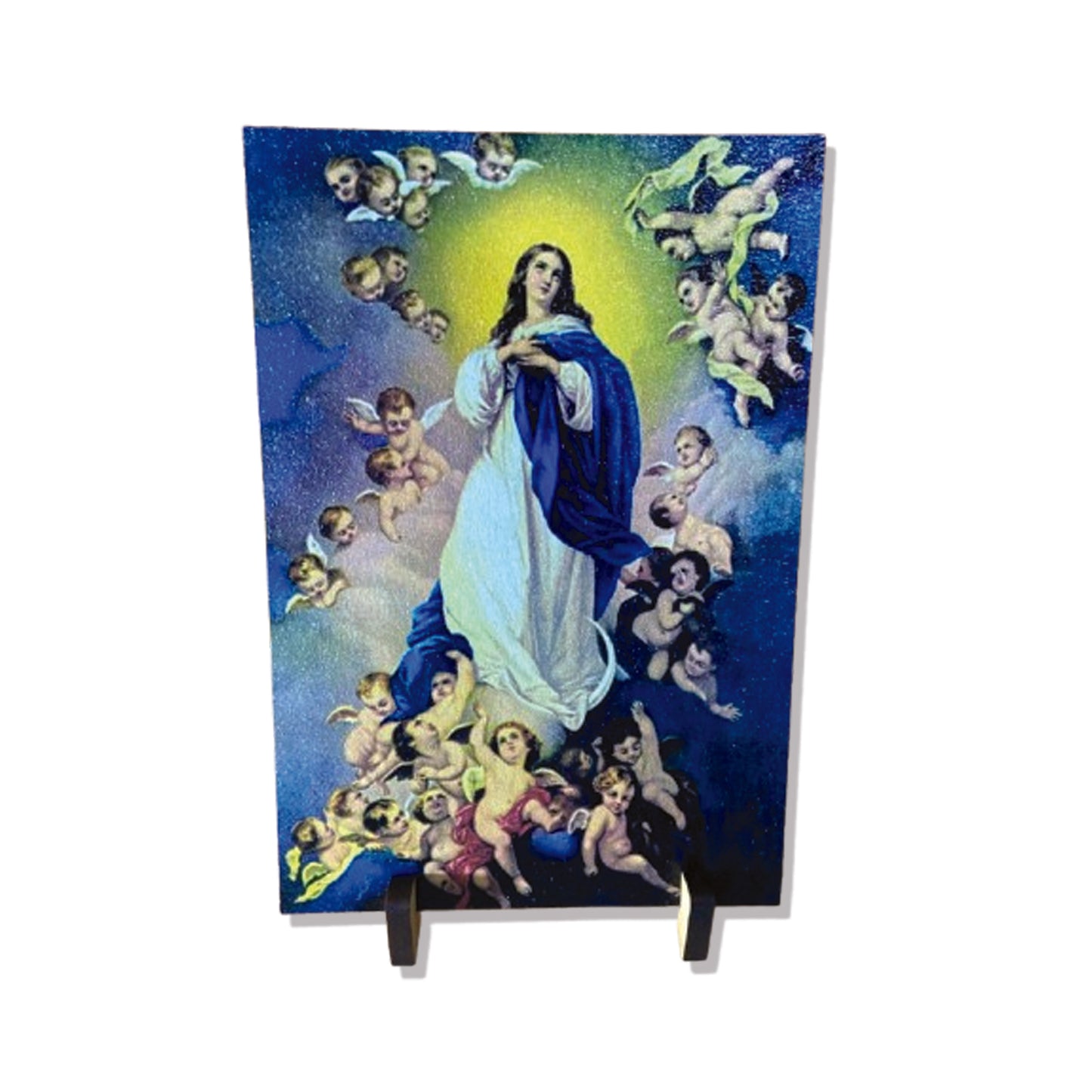 PLAQUINHA DE MESA MDF RESINADO NOSSA SENHORA DA IMACULADA CONCEIÇÃO  19CM x 13CM  (1 UNIDADE)