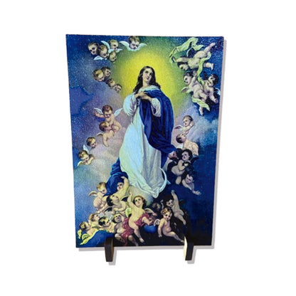 PLAQUINHA DE MESA MDF RESINADO NOSSA SENHORA DA IMACULADA CONCEIÇÃO  19CM x 13CM  (1 UNIDADE)