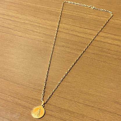 CORRENTE DOURADA NOSSA SENHORA APARECIDA E BASÍLICA MOD2 ( 1 UNIDADE)