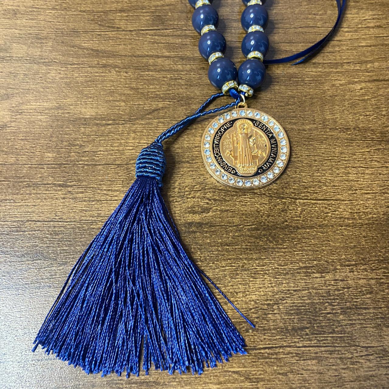 DEZENA PÉROLA AZUL MEDALHA SÃO BENTO 15MM (1 UNIDADE)