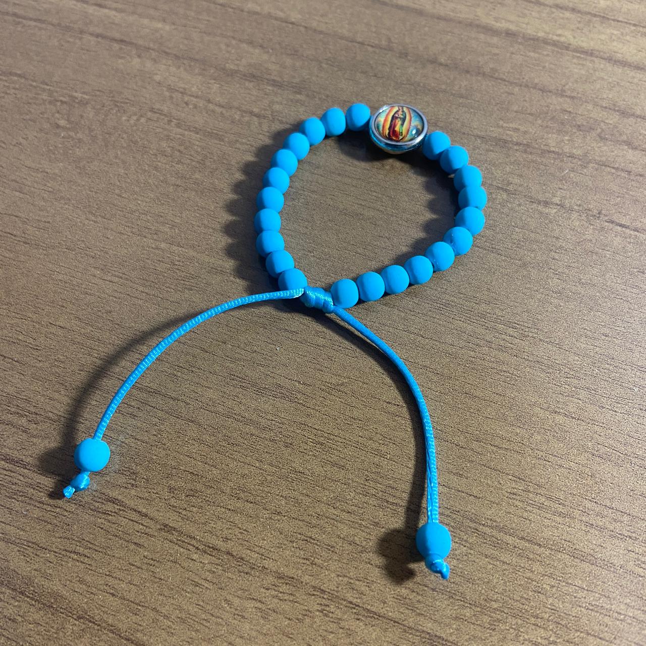 PULSEIRA EMBORRACHADA NOSSA SENHORA DE GUADALUPE AZUL REGULÁVEL (6 UNIDADES)