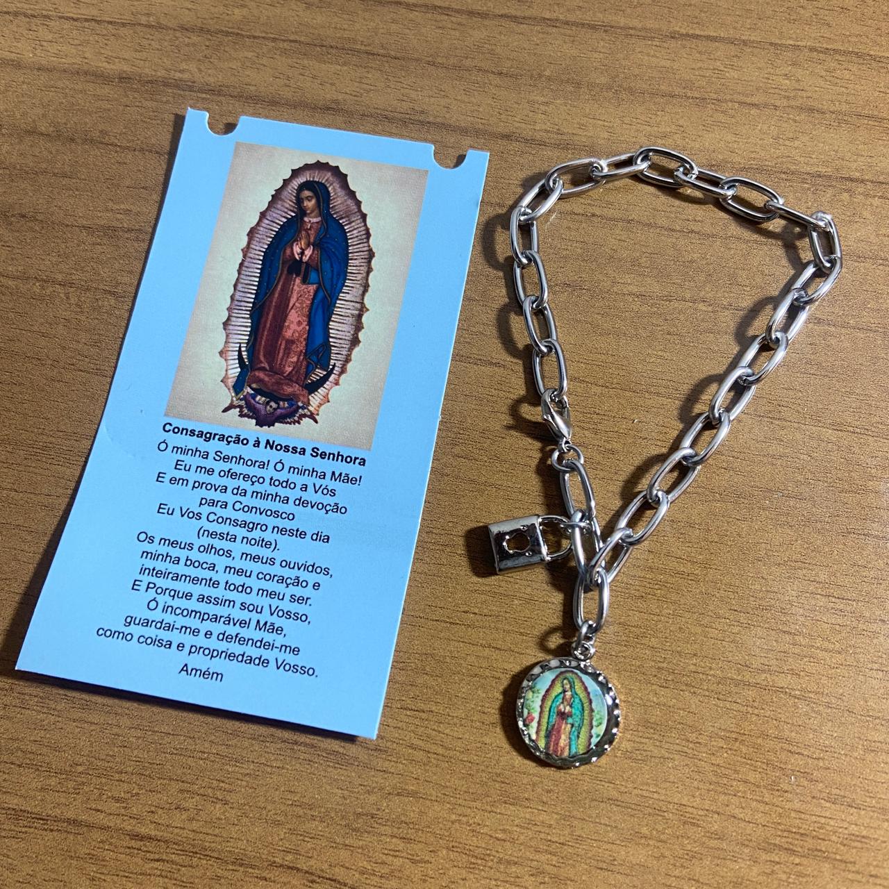 PULSEIRA CADEADO NOSSA SENHORA DE GUADALUPE NA CARTELA (3 UNIDADES)