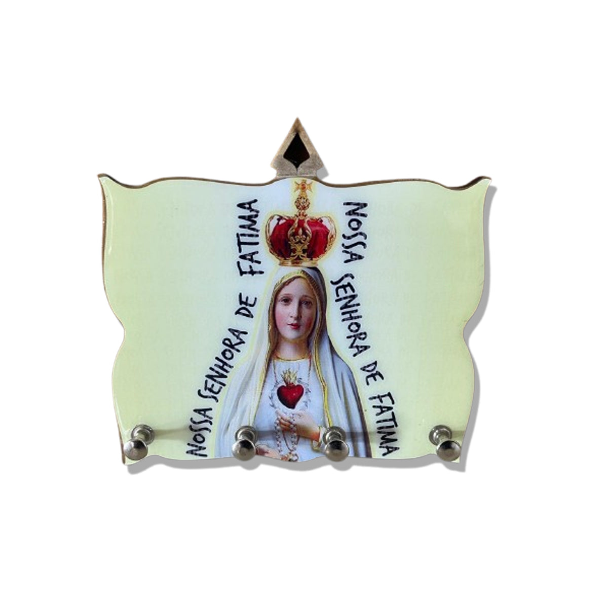 PORTA CHAVE RESINADO NOSSA SENHORA DE FÁTIMA MOD2 14CM (1 UNIDADE)