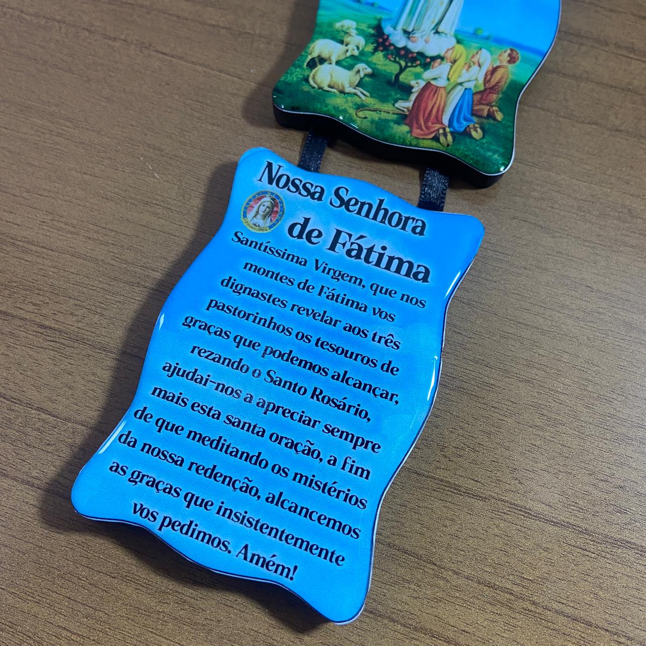 ADORNO DUPLO QUADRADO FITA NOSSA SENHORA DE FÁTIMA MOD2 (1 UNIDADE)