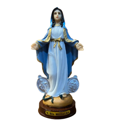 IMAGEM DE RESINA NACIONAL NOSSA SENHORA DAS GRAÇAS MEDALHA MILAGROSA 15CM (1 UNIDADE)