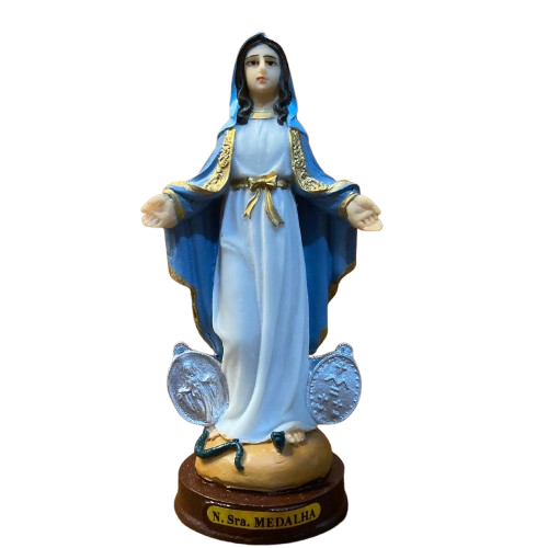 IMAGEM DE RESINA NACIONAL NOSSA SENHORA DAS GRAÇAS MEDALHA MILAGROSA 15CM (1 UNIDADE)
