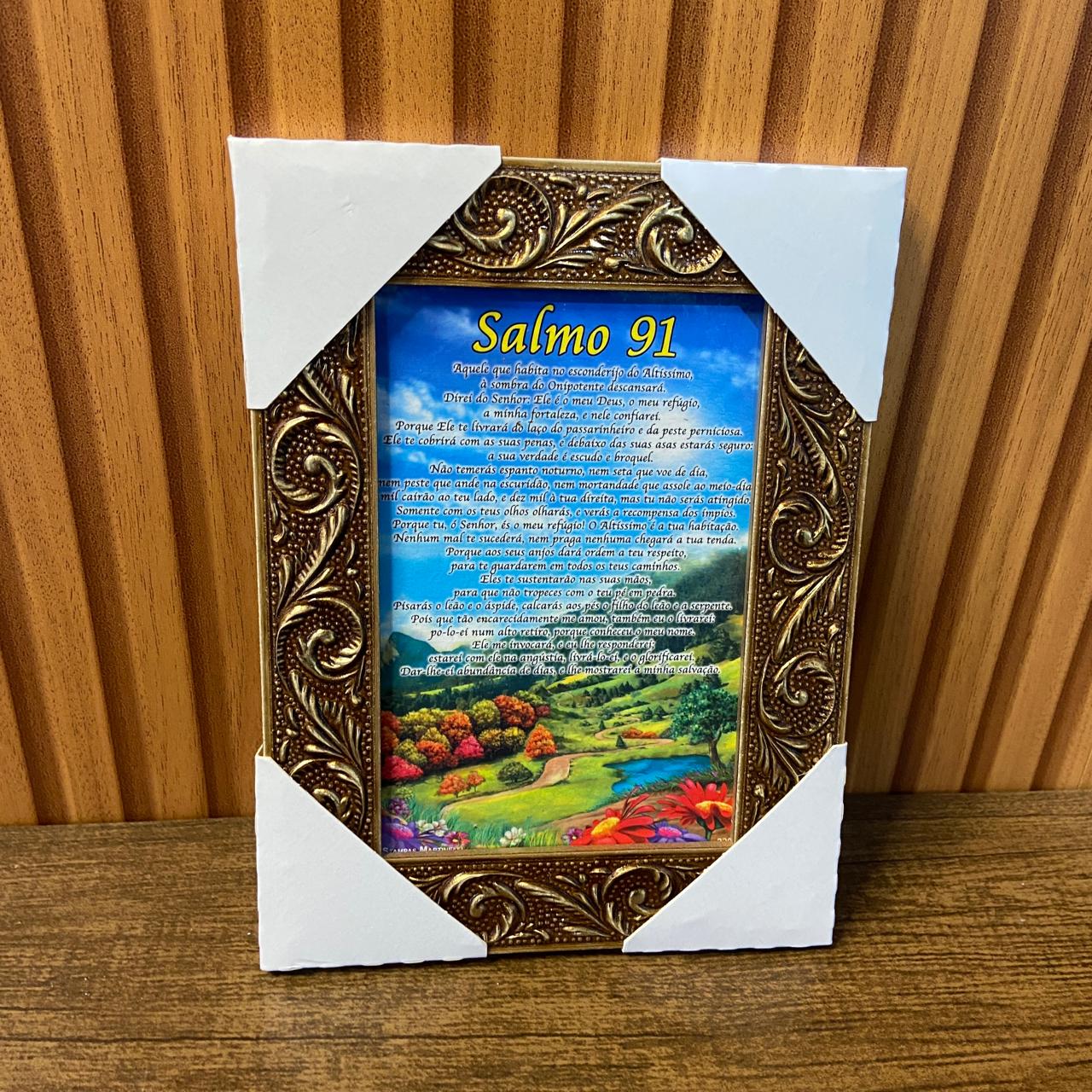 QUADRO COM MOLDURA RESINADO SALMO 91 - MOD1 20,5X15,5 (1 UNIDADE)