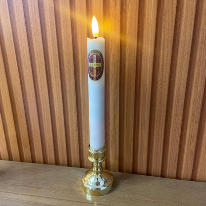 VELA ELETRÔNICA PALITO COM PEDESTAL MEDALHA SÃO BENTO 25CM (1 UNIDADE)